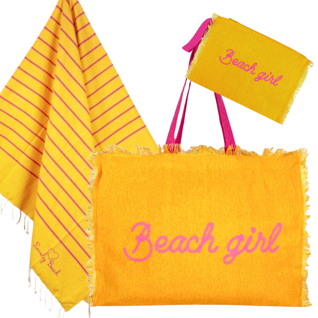 BEACH GIRL- комплект плажна чанта, кърпа и несесер