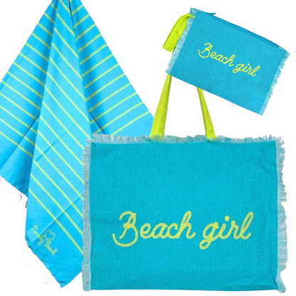BEACH GIRL- комплект плажна чанта, кърпа и несесер