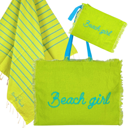 BEACH GIRL- комплект плажна чанта, кърпа и несесер