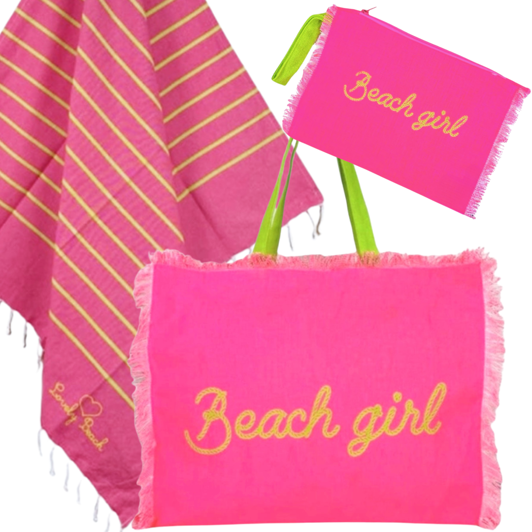 BEACH GIRL- комплект плажна чанта, кърпа и несесер