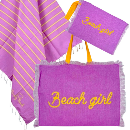 BEACH GIRL- комплект плажна чанта, кърпа и несесер